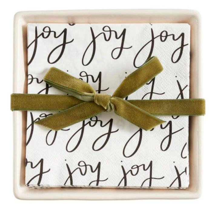 Ceramic Tray With Joy Napkin