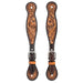 Turquoise Cross Tooled Floral Basketweave Ladies` Spur Strap