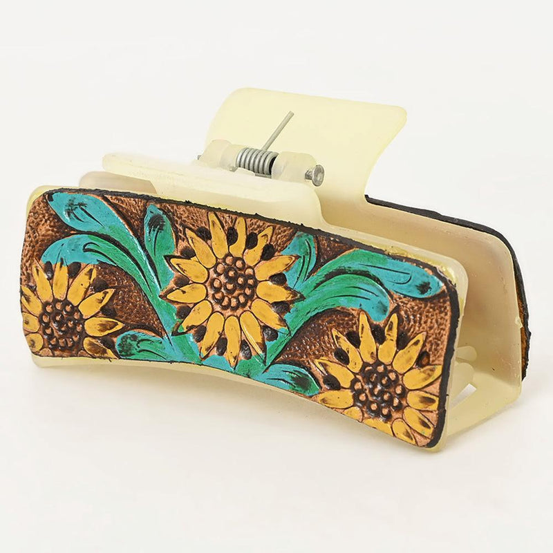 Tooled Sunflower Hair Clip