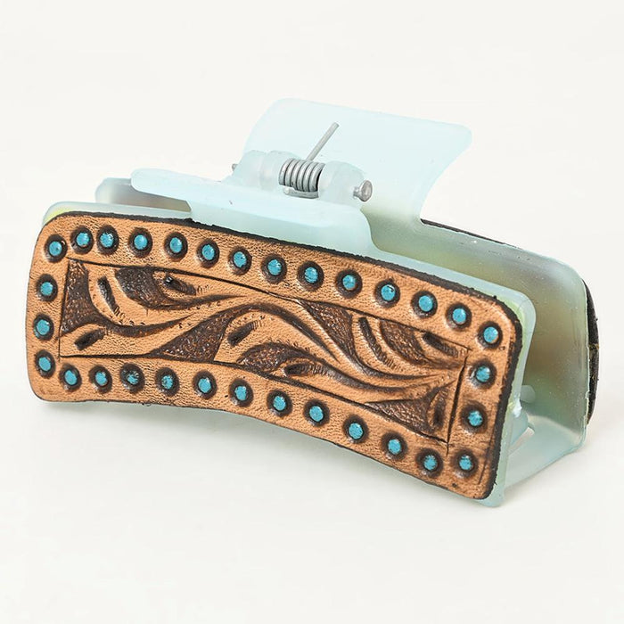 Tooled Leather Hair Clip
