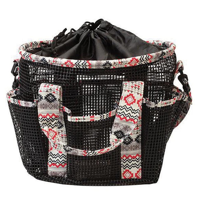Crimson Aztec Mesh Grooming Bag