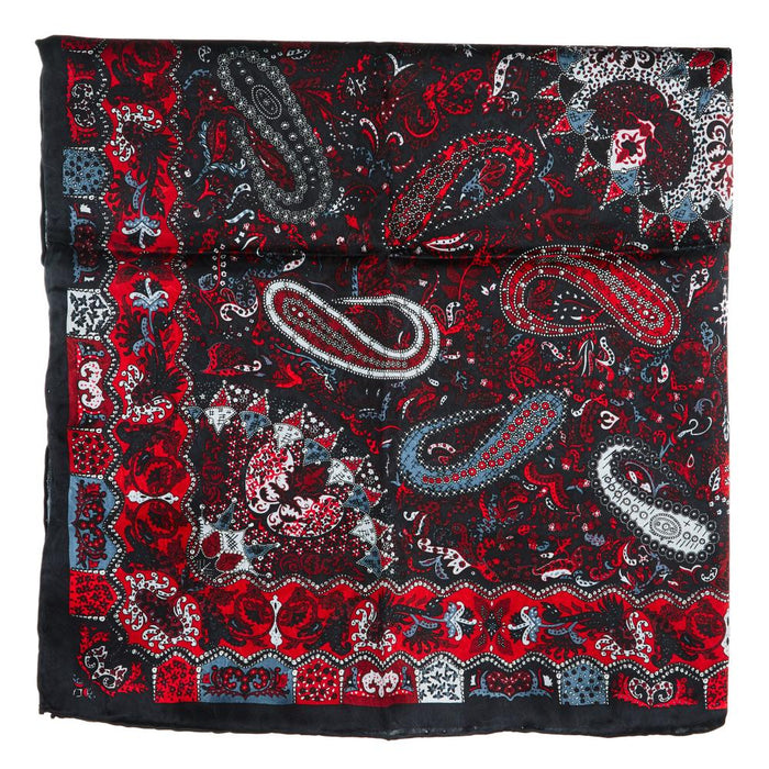Paisley Red Silver Wild Rag