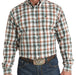 Mens White Plaid Long Sleeve Button Up Shirt