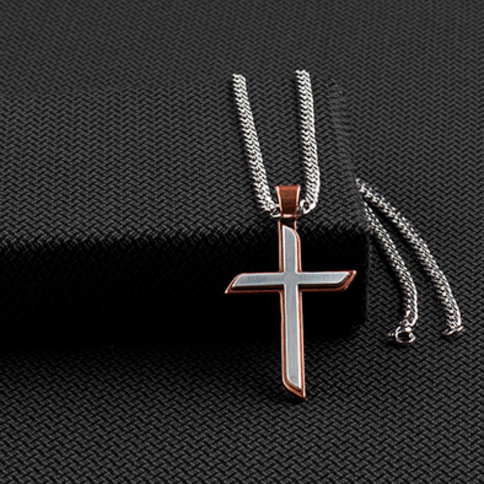 M+F Western Twister 24" Two Tone Cross Necklace