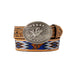 Boys M+F Western Bull Rider Floral Embossed Brown Blue Belt