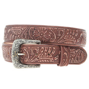 Mens Cognac Veg Embossed Tan Belt