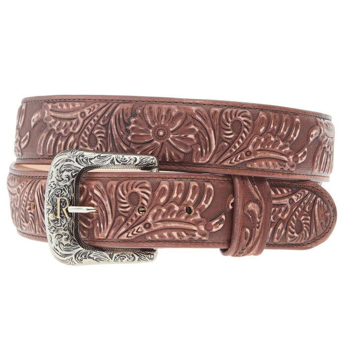 Mens Cognac Veg Embossed Tan Belt