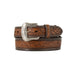 M+F Western Nocona Mens Embossed Scrolling Tapered Brown Western Belt