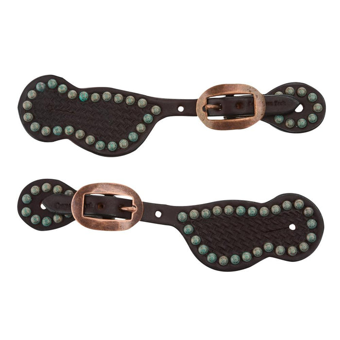 Copper Patina Basket Stamp Ladies Spur Straps