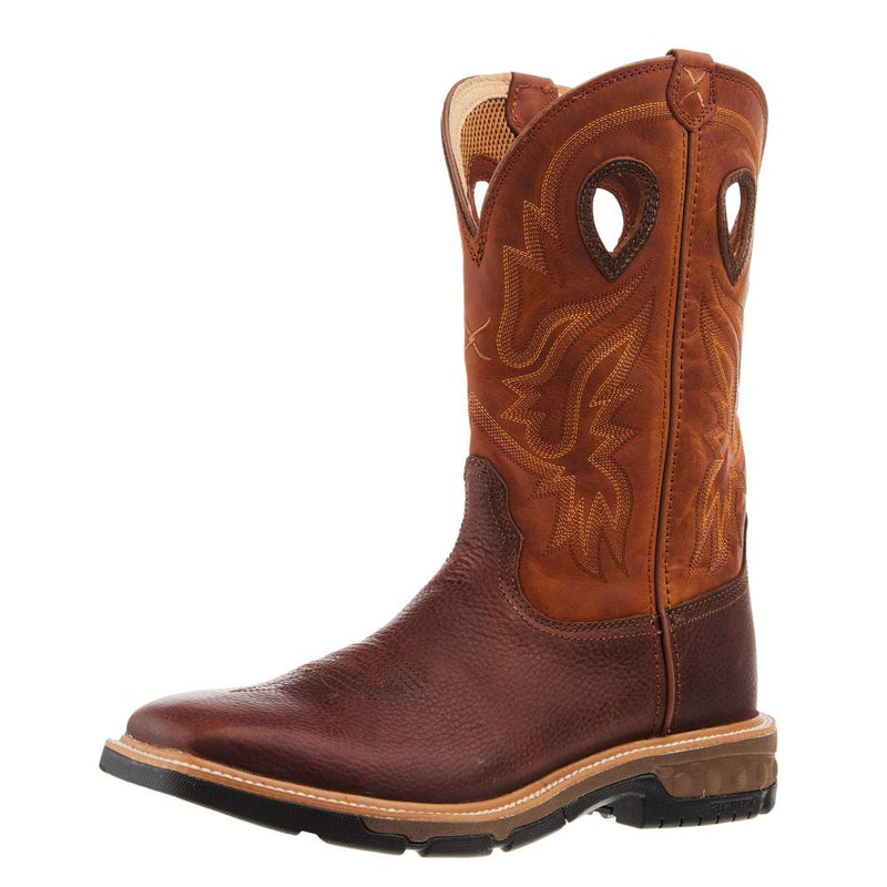 Mens Ginger/Rust Soft Toe Western Work Boot