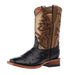 Black Ostrich Print With Bronze Top Square Toe Boot