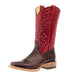Brown And red Square Toe Boots