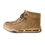 M+F Twister Jackson Childrens Tan Light Up Casual Shoe