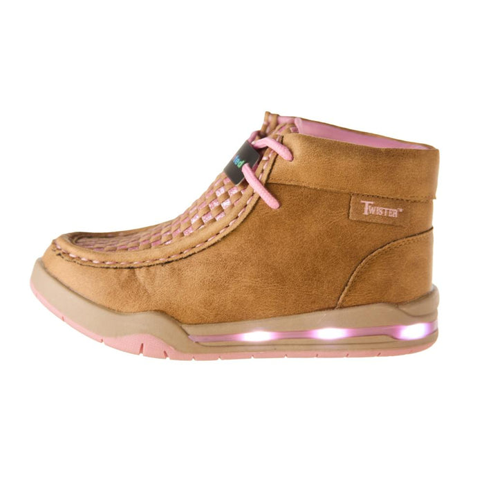 M+F Childrens Twister Lauren Tan And Pink Light Up Shoe