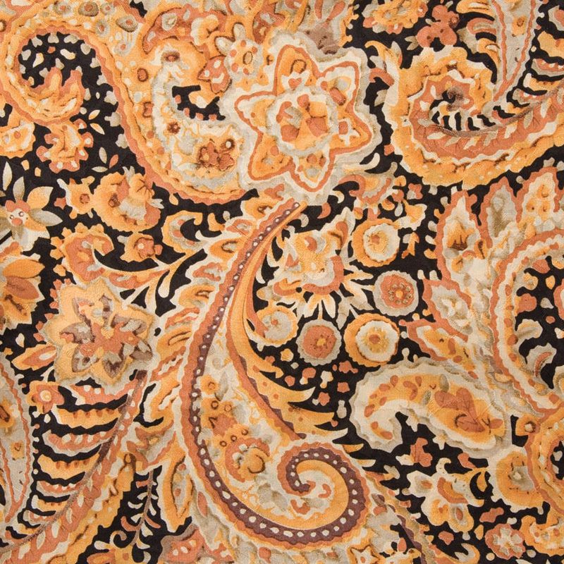 Paisley Silk Wild Rag Scarf - Black/Gold