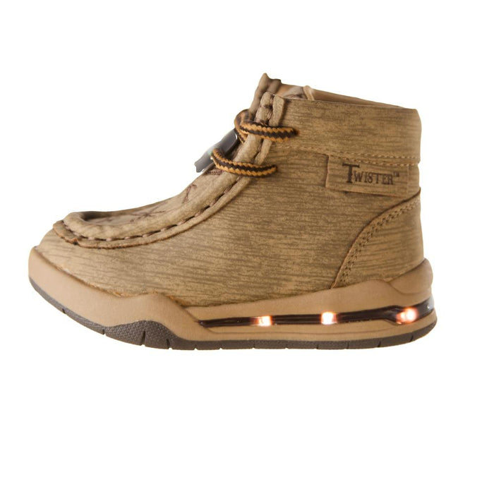 Boys M+F Twister Jackson Toddler Tan Light Up Shoe