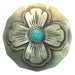 Turquoise 4 Petal Silver Flower 1.5in Screwback Concho