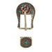 Turquoise Dot With Copper Flower 3/4in Buckle Set