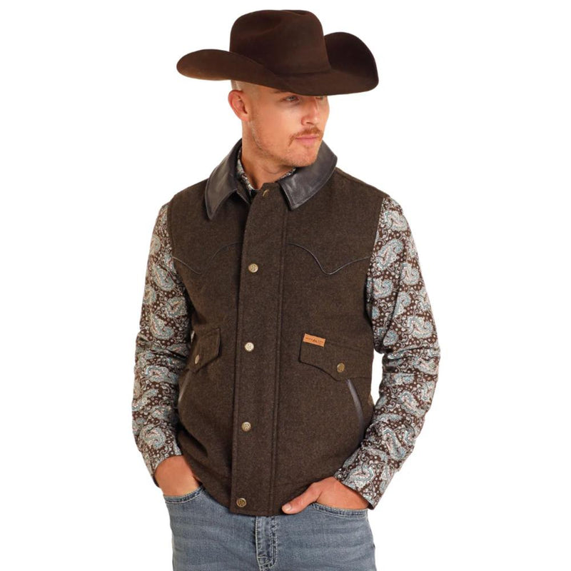 Powder River Outfitters Men's Brown Heather Holbrook Wool Vest