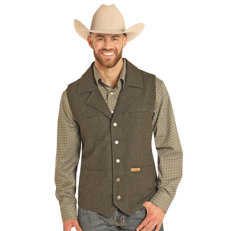 Powder River Outfitters Men's Brown Montana Wool Vest