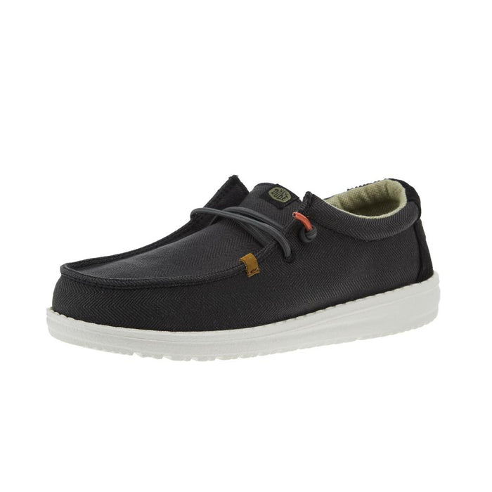 Boys Wally Black Herringbone Shoe