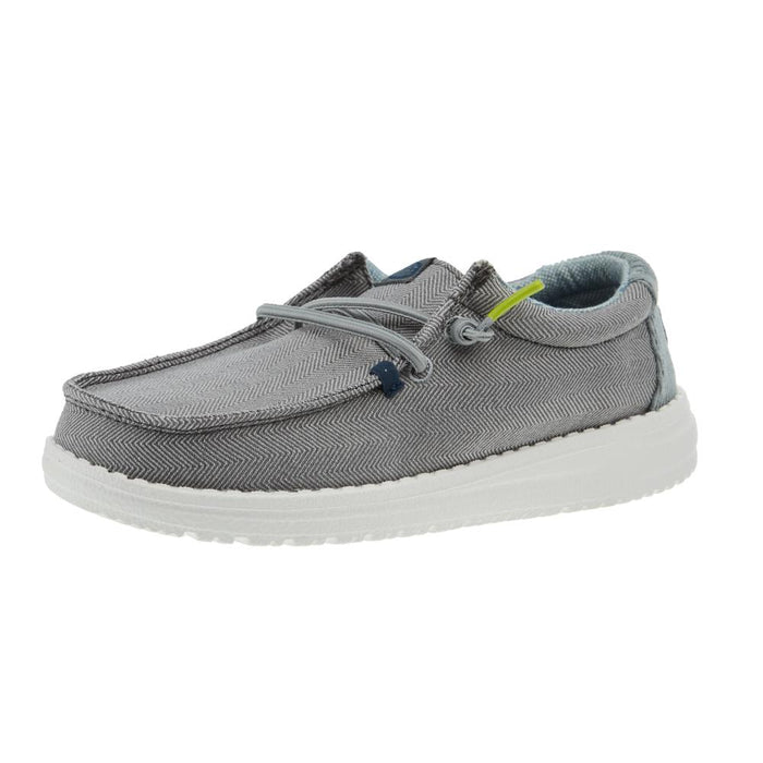 Boys Wally Charcoal Herringbone Shoe
