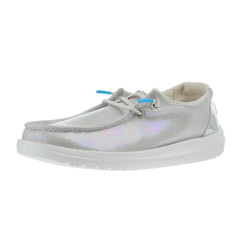 Girls Wendy Iridescent Sparkle Silver Shoe