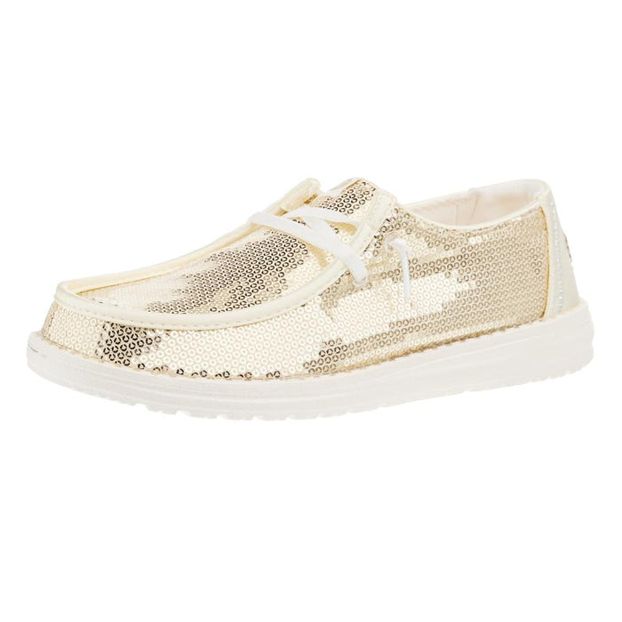 M Hey Dude Womens Wendy Disco Sequin Gold Casual Shoe