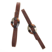 Oiled 3/4 Inch Breast Collar Tug Straps with Silver Flower Brass Bar Cart Buckle