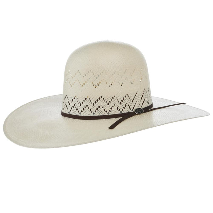 30X Zig Zag 5 Inch Brim 2 Cord Chocolate Band Open Crown Straw Hat
