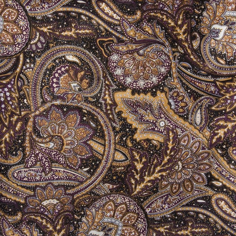 Paisley Silk Wild Rag Scarf - Navy/Brown