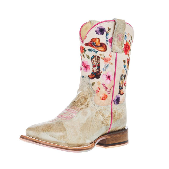 Kid`s Let`s Go Cowgirl w/ Flower Power Sole Boot