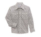 Boys Grey/White Print Long Sleeve Snap Shirt