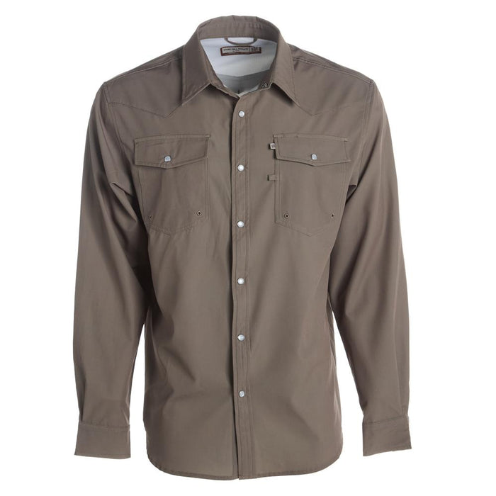 Mens Sandhill Ranch Brown Long Sleeve Pearl Snap Shirt