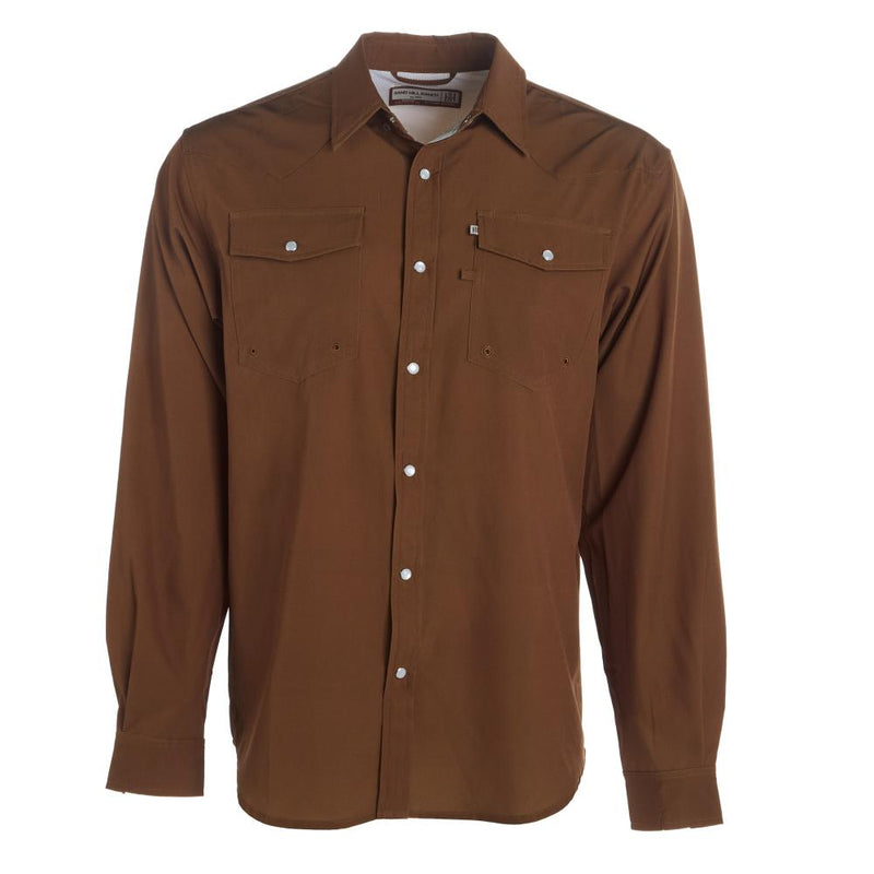 Mens Sandhill Ranch Rust Long Sleeve Pearl Snap Shirt
