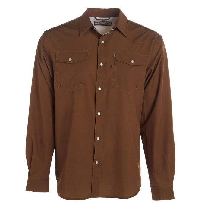 Mens Sandhill Ranch Rust Long Sleeve Pearl Snap Shirt