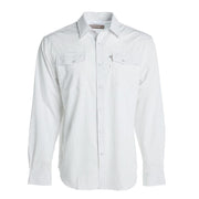 Mens Sandhill Ranch White Grid Print Long Sleeve Pearl Snap Shirt