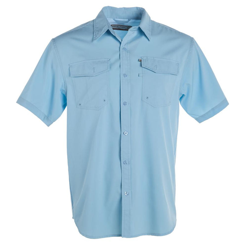 Mens Sandhill Ranch Light Blue Short Sleeve Button Up Shirt