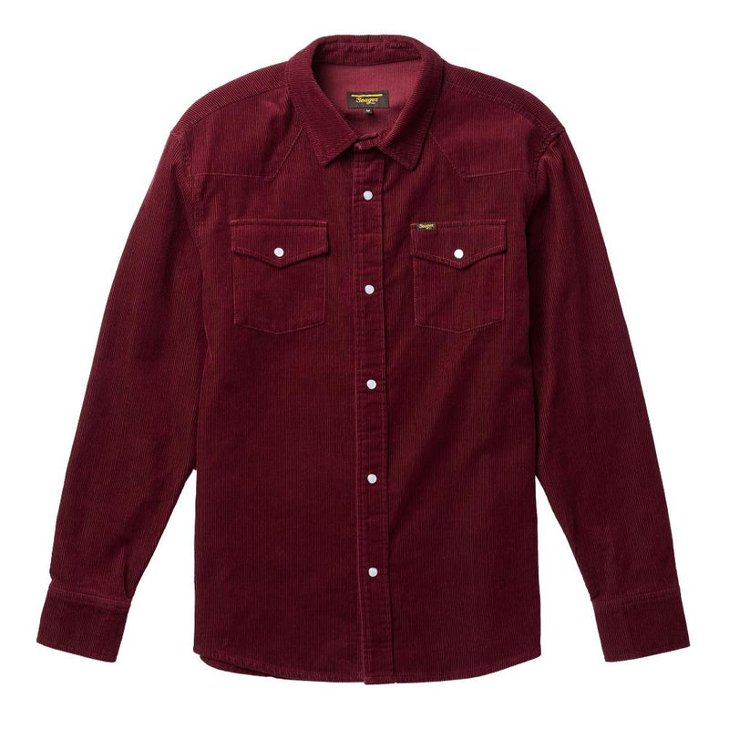 Mens Reagen Red Corduroy Long Sleeve Pearl Snap Shirt