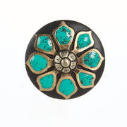Turquoise Brass Flower 1.5in Screwback Concho