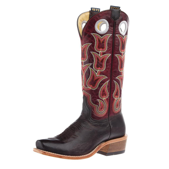 Women`s Chocolate Goat 13In Crimson Cowhide Top Boot