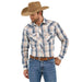 Wranger Mens 20X Comfort White/Blue Plaid Long Sleeve Pearl Snap Shirt