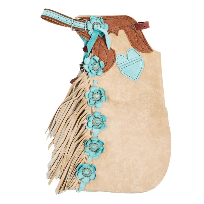 Vanilla Saddle Turquoise Flower 4-5T Youth Chap
