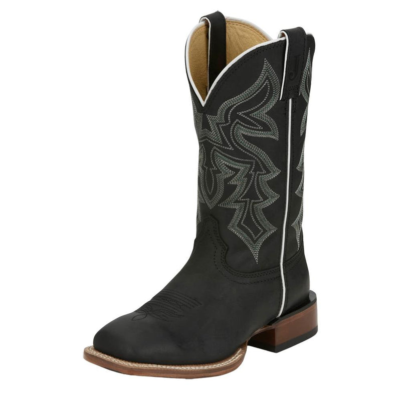 Womens Black Cowhide Vamp 11In Black Cowhide Top Cowgirl Boot