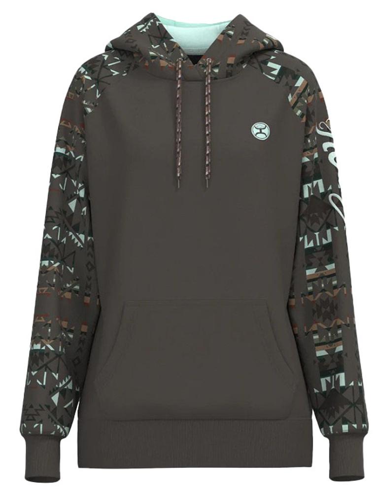 Ladies Brown Aztec Hooded Sweatshirt
