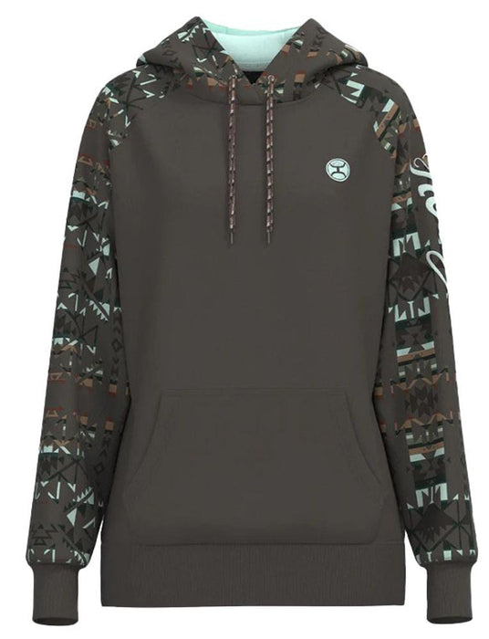 Ladies Brown Aztec Hooded Sweatshirt