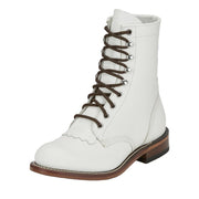 Womens White Water Buffalo Lace Up Roper Boot