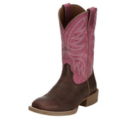 Womens Brown Water Buffalo Vamp 11In Pink Buffalo Top Cowgirl Boot