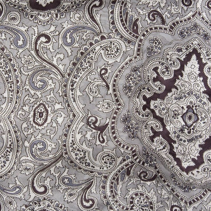 Paisley Silk Wild Rag Scarf - Silver/Black