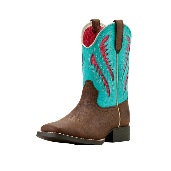 Kid`s Quickdraw Venttek Rich Clay and Turquoise Floral Emboss Boot